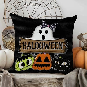 Halloween ghost and pumpkin decorative throw pillow cover for festive sofa decor