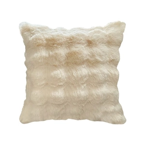 Luxury cream chenille plush throw pillow cover with wavy texture for sofa decor