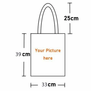 Diagramme de taille du sac fourre-tout en toile blanche avec dimensions 39cm et 33cm