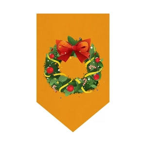 Detailed fabric texture of Christmas bunting flag with hand-drawn festive wreath design