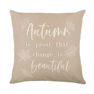 Fodera per cuscino in lino autunnale con stampa Autumn is proof that change is beautiful