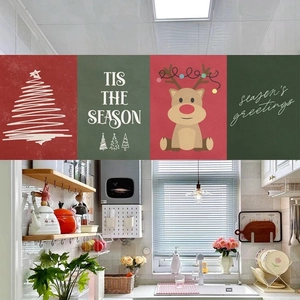 Christmas wall hanging banners with festive tree and reindeer for holiday decoration