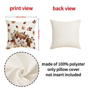 Detailed views of polyester football maple leaf pillow cover showing front and back textures