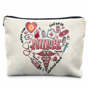 Detail showing high-quality canvas fabric and professional nurse-themed print design