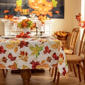 Fall maple leaf Thanksgiving tablecloth for dining table autumn holiday decor