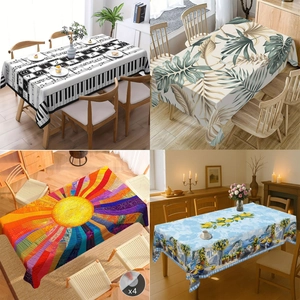 Rectangle Tablecloth Polyester Short Plush Brushed Fabric Dustproof Cover For Dining Room Kitchen Party Festive Home Decor