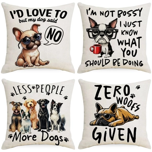 Funny Dog Quotes Linen Pillowcase Sarcastic English Letter Print Cushion Cover For Living Room Sofa Home Decor Without Insert