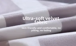 Macro detail of super soft velvet fabric with grey and white stripes for dining tablecloth