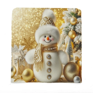 Housse de chaise de Noël avec motifs festifs de bonhomme de neige doré et de renne