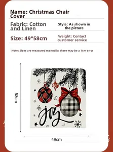 Détail de la housse de chaise de Noël en lin 49x58cm avec imprimé JOY et motifs festifs