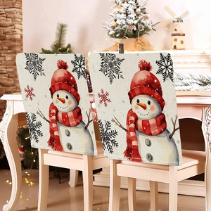 Housses de chaise de Noël avec motif bonhomme de neige vintage pour décoration de fête