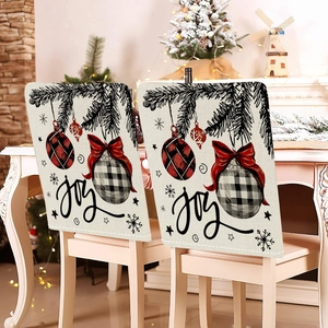 Lot de 2 housses de chaise de Noël avec motif Joy et décorations de fête vintage