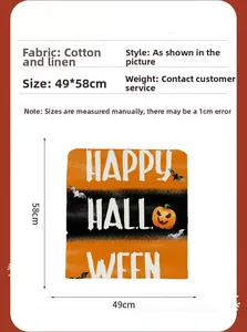 Size chart showing 49x58cm dimensions for the cotton linen Halloween chair cover
