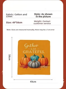 Close-up of Gather and Be Grateful pumpkin chair cover with 49x58cm size details