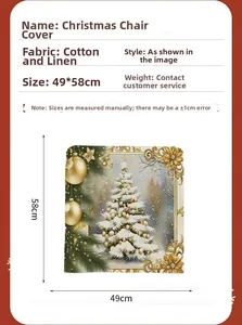Detailed size chart for golden reindeer Christmas chair covers made of cotton linen