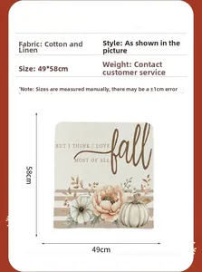 Detailed view of fall pumpkin chair cover made of linen fabric with sunflower print