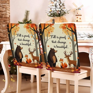Detail der Ernte-Kürbis und Fuchs Stuhlhussen mit Fall is proof that change is beautiful Text