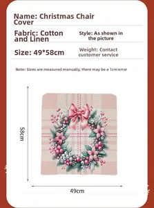 Size chart showing 49x58cm dimensions for pink Christmas cotton linen chair covers