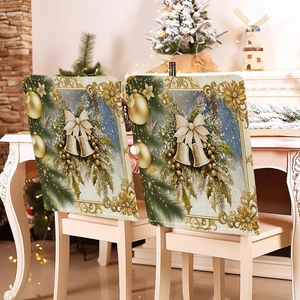 Christmas Chair Cover Linen Reindeer Gnome Christmas Tree Pattern Festive Dining Room Chair Back Cover Decor For Home