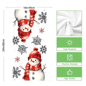 Détail du torchon de Noël bonhomme de neige 40x60 cm montrant la texture microfibre