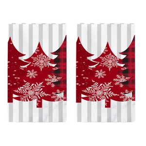 Lot de 2 essuie-mains de Noël avec sapins en carreaux rouges et motifs de flocons