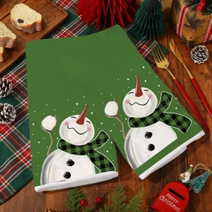 Christmas snowman kitchen towel set with soft microfiber fabric and festive holiday prints