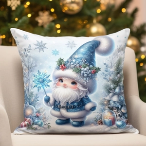 Blue Christmas elf decorative throw pillow cover for winter home and sofa decor