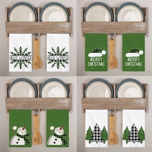 Christmas Kitchen Towels Microfiber Dish Towels Buffalo Plaid Snowman Tree Tea Towels For Holiday Home Kitchen Dining Decor