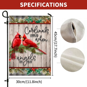 Detailed view of linen Christmas garden flag with 11.8x17.7 inch size and fabric texture
