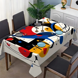 Nappe rectangulaire aux motifs géométriques abstraits colorés pour décor moderne