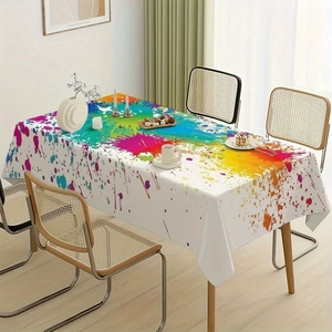 Nappe rectangulaire avec motif abstrait de peinture colorée pour décoration de salle à manger