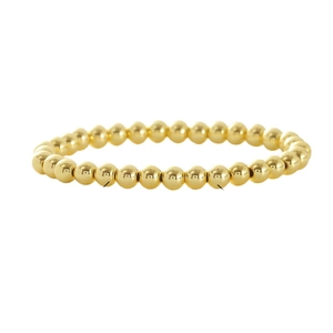 Elegant 18k gold plated bead bracelet with polished round pearls and metallic shine