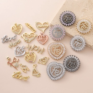 Χάλκινο Μενταγιόν 18K Επιχρυσωμένο Mom Mama Love Fe AMOR για Κατασκευή Κολιέ και Βραχιολιού DIY Γυναικεία Κοσμήματα με Στρας Δώρο