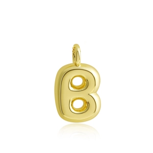 Poliertes 18k vergoldetes 3D-Alphabet B Anhänger für DIY Halsketten und Armbänder