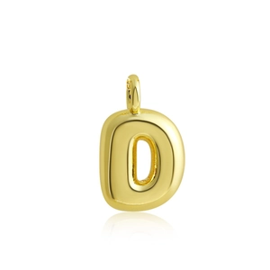 3D-Blasenbuchstabe D Anhänger mit 18k Goldbeschichtung und hochglanzpolierter Oberfläche