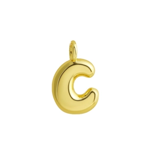 3D Bubble-Anhänger Buchstabe C aus 18k vergoldetem Kupfer für Halsketten und Armbänder