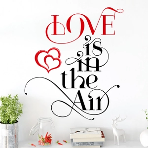Love Is In The Air PVC Wall Sticker Artistic Heart Pattern Self Adhesive Decal For Living Room Bedroom Valentine Day Decor