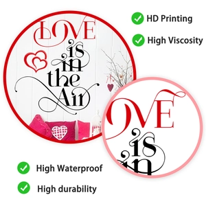 Detail of waterproof LOVE is in the Air wall sticker with high quality print and adhesive