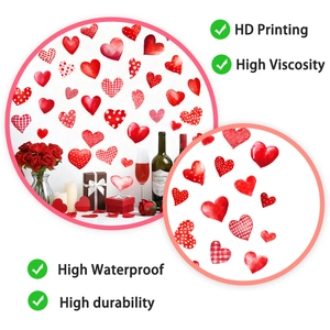 Wasserfeste PVC-Herz-Wandaufkleber mit Karo- und Punktmustern für Valentinstag Deko