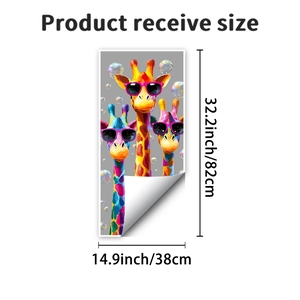 Dimensions détaillées des autocollants girafe en PVC avec taille de réception 82x38cm