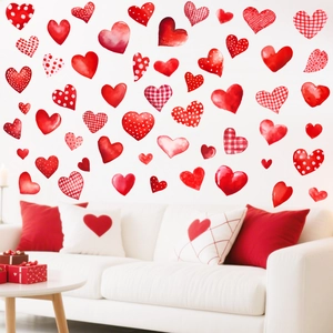 Herz-Wandaufkleber mit Karomuster und Punkten für die Valentinstag-Deko
