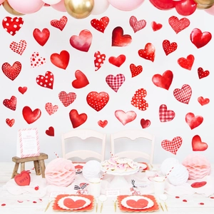 Selbstklebende Wandaufkleber mit Karomuster für die Valentinstag-Zimmerdekoration