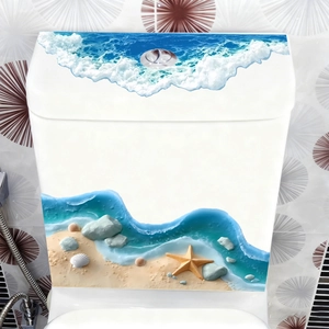 Adesivo per WC 3D creativo tema spiaggia e oceano con conchiglie per decoro bagno