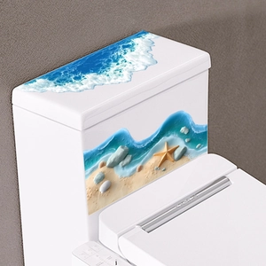 Adesivi 3D per WC a tema spiaggia e oceano con conchiglie per l'arredo del bagno