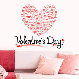 Valentine's Day Heart Wall Sticker Pink Red Love Heart PVC Self Adhesive Decal For Bedroom Home Decor Wall Art Sticker