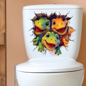 3D Visueller Dinosaurier Wandriss Aufkleber Cartoon Tier Abnehmbare PVC Sticker Für Toilette Badezimmer Wohnzimmer Kinderzimmer