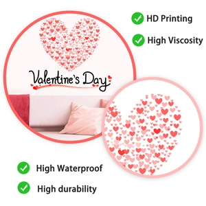 Detail of pink heart-shaped Valentine's Day wall sticker with high-definition printing