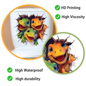 Detailansicht des 3D-Dinosaurieraufklebers aus wasserfestem PVC mit lebendigem Farbdruck