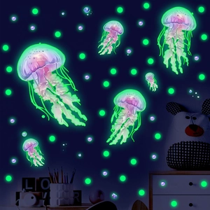 Luminous jellyfish and glowing dot wall stickers for dreamy children's room decoration