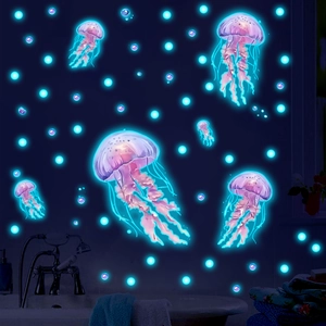 Glow in the dark jellyfish wall stickers for nursery and children's room decoration